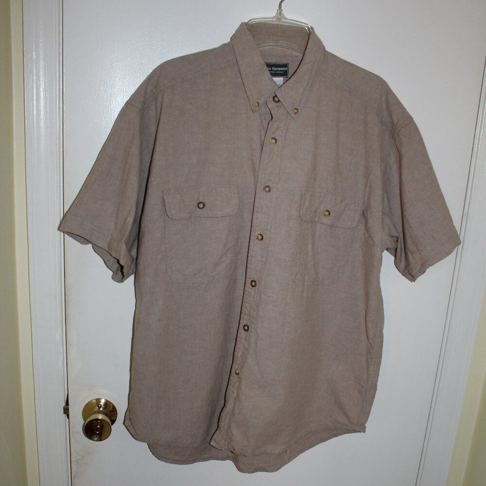 Vintage Basic Equipment Men's Cotton Short Sleeve Button-Up Shirt